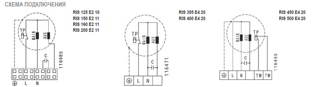 RIS-450 E4 20 вентилятор канальный — Схемы монтажа